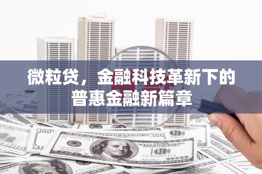 酉阳微粒贷，金融科技革新下的普惠金融新篇章